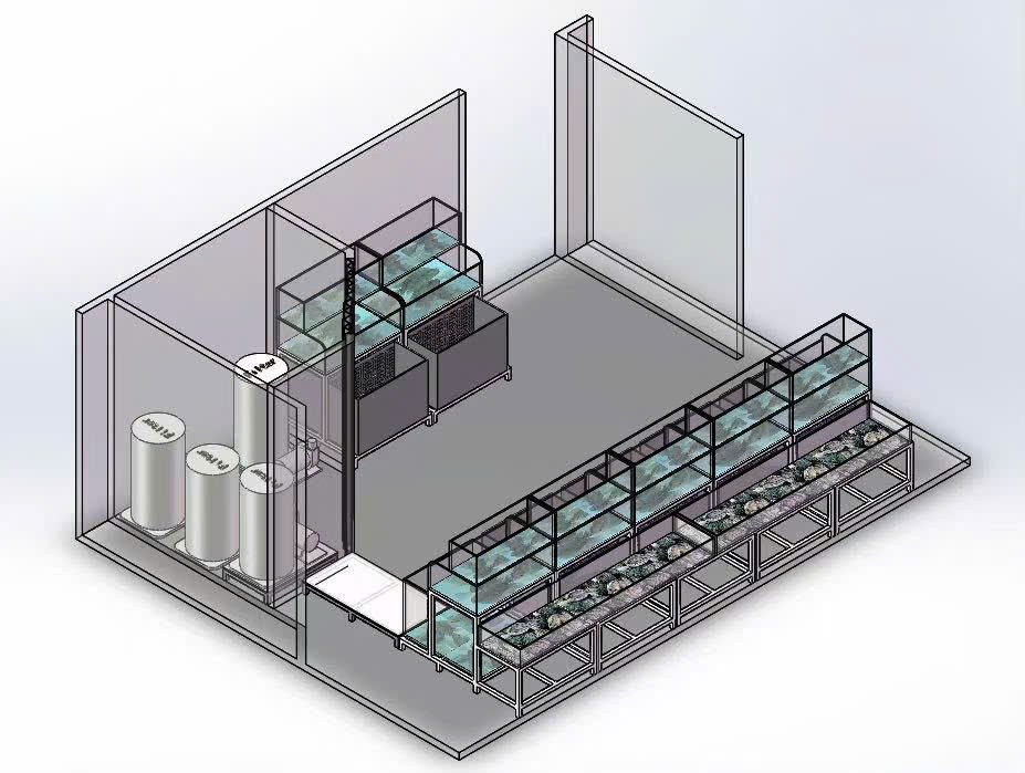 Bản vẽ tổng thể hệ thống bể hải sản sống
